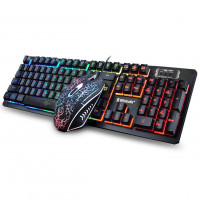 BROBOTIX 458977 Teclado y Mouse USB RGB Negro
